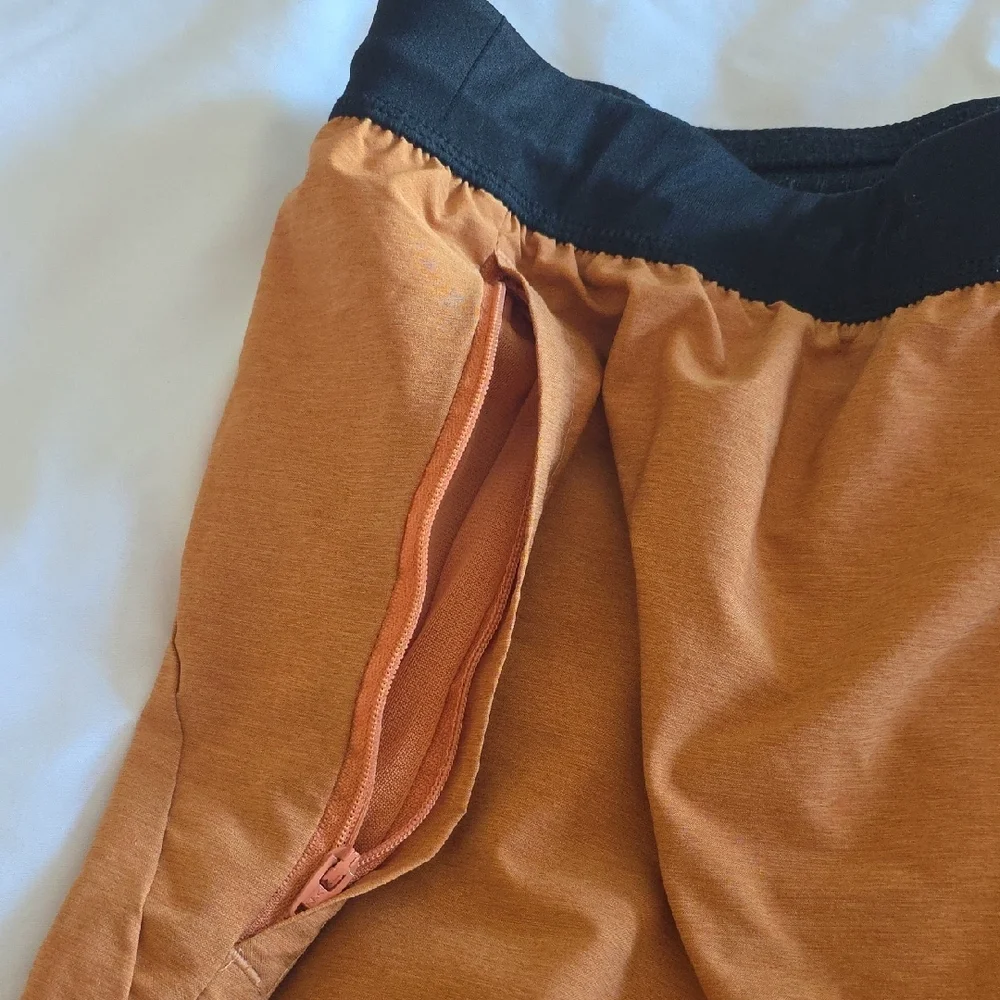 Adidas Men's Orange and Black Athletic Shorts